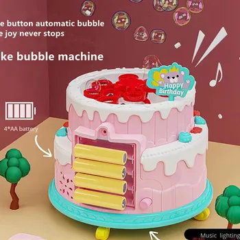 Electric children's cake bubble machine toy electric flashing music automatic machine bubble kids girls toys Christmas gift