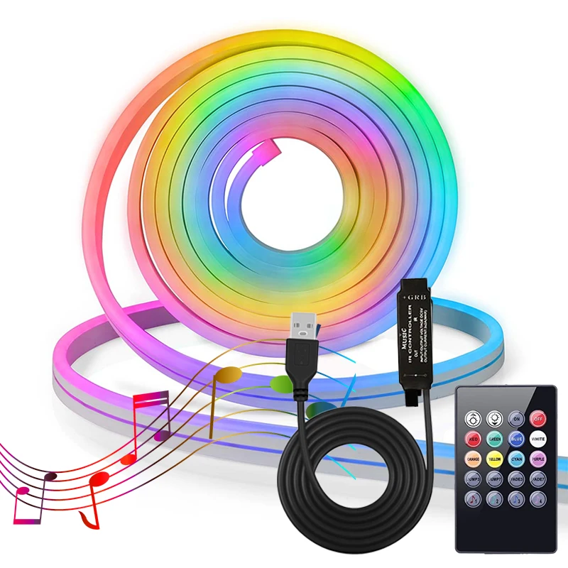 

USB 5V RGB LED Neon Light Can Be Adjusted Using IR Remote Control Flexible Neon Lights for Interior Decoration