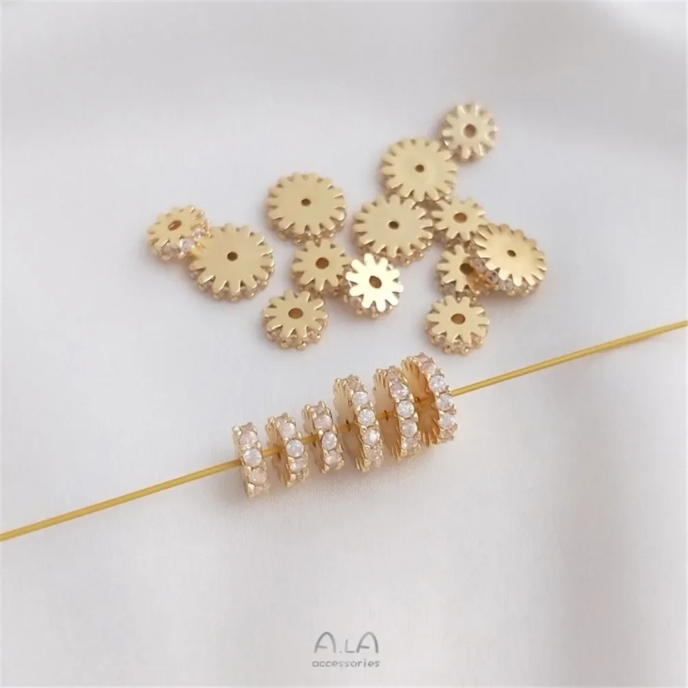 14K Gold Plated Gear lace zircon divider handmade head jewelry divider diy bracelet necklace accessories