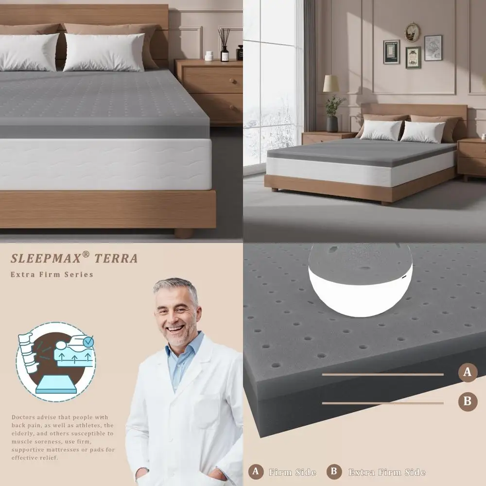 

«3-дюймовый полноразмерный наматрасник из твердой пены с эффектом памяти для облегчения боли в спине и вентилируемой опоры».