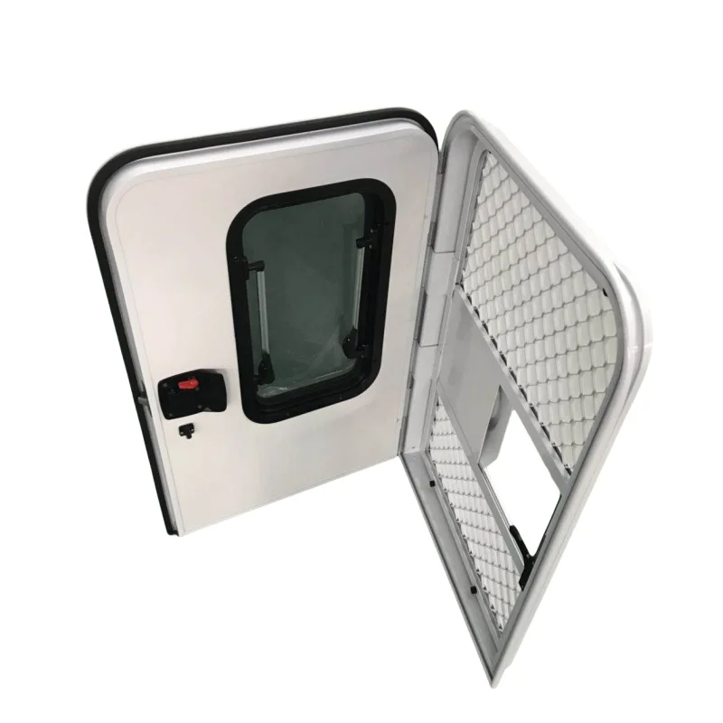

Custom 600x1250mm Teardrop Trailer Door With Push Window Anti-insect Single Swing Entry Door For Modify Cars
