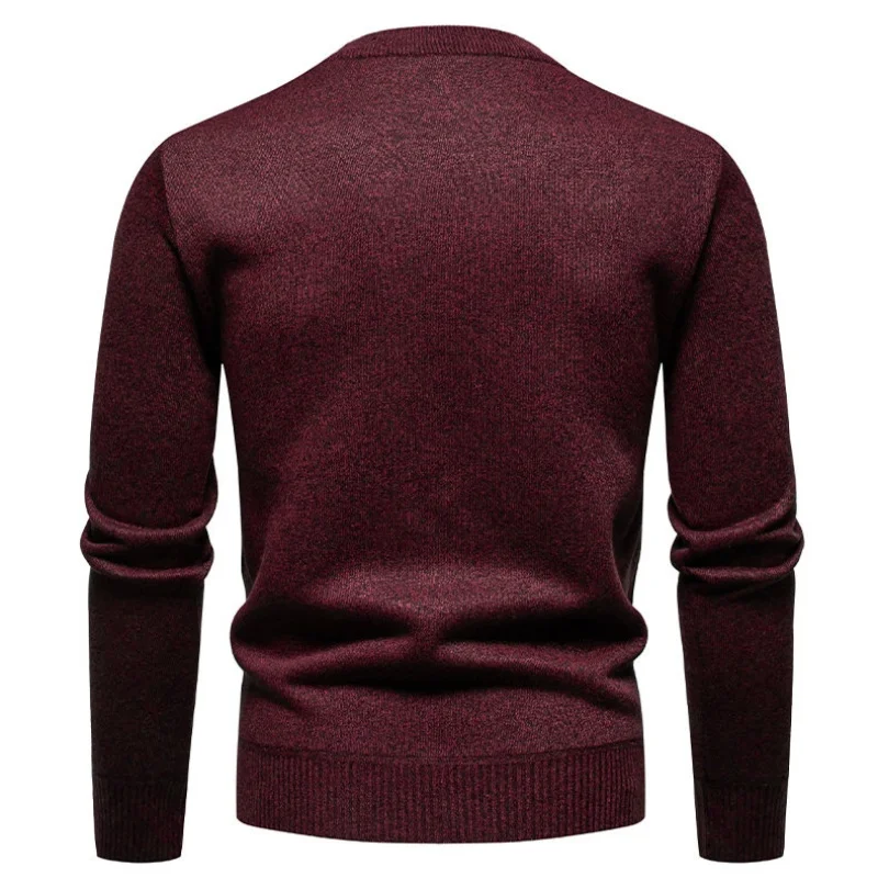 Suéteres de punto ajustados a la moda geométrica de Color sólido para hombre, suéter de punto informal cálido para hombre, jerséis de punto gruesos para Otoño e Invierno