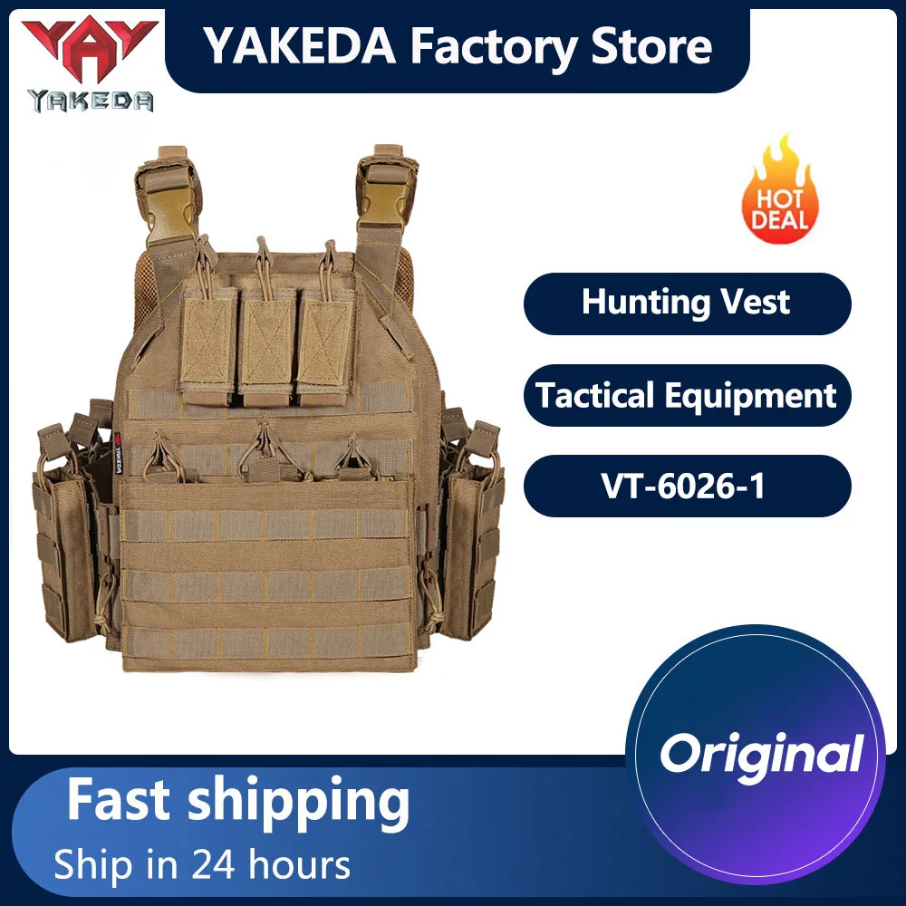 

YAKEDA Tactical Vest Tactical Combat Armor Vest 1000D Nylon Hunting Airsoft Vest Adjustable Outdoor CS Training Molle Vest