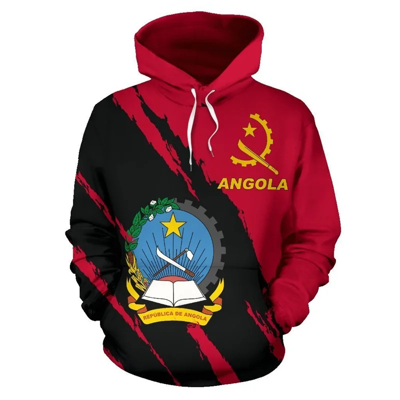 Angola Flag National Emblem 3D Printing Hoodies For Men Long Sleeve Streetwear Sweatshirts Loose Sports Harajuku Africa Pullover