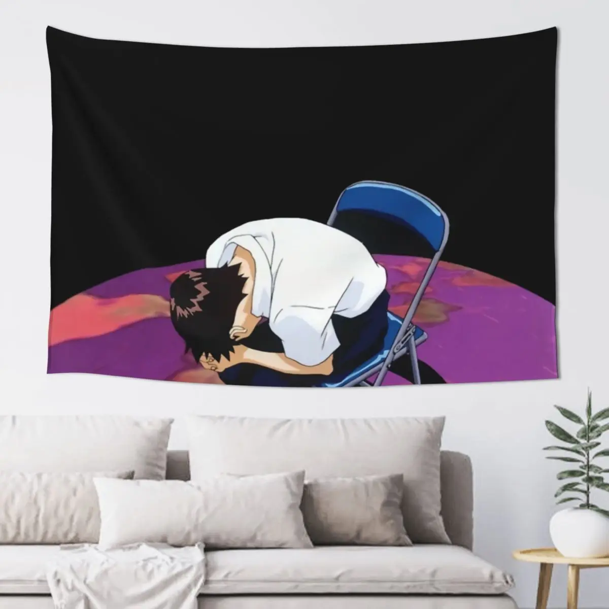 (Shinji Ikari) Tapestry Tapete For The Wall Aesthetic Room Decors Bedroom Organization And Decoration Tapestry