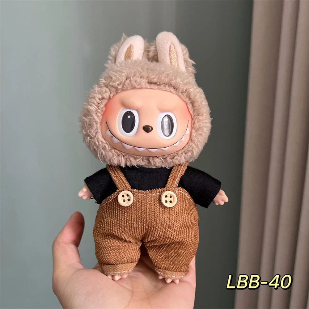 صغيرة لطيف LABUBU دمية الملابس مجموعة اكسسوارات 15-17 سنتيمتر Labubu أيدول V1 V2 مختلف اللون وزرة نمط سلسلة مجموعة الملابس هدية