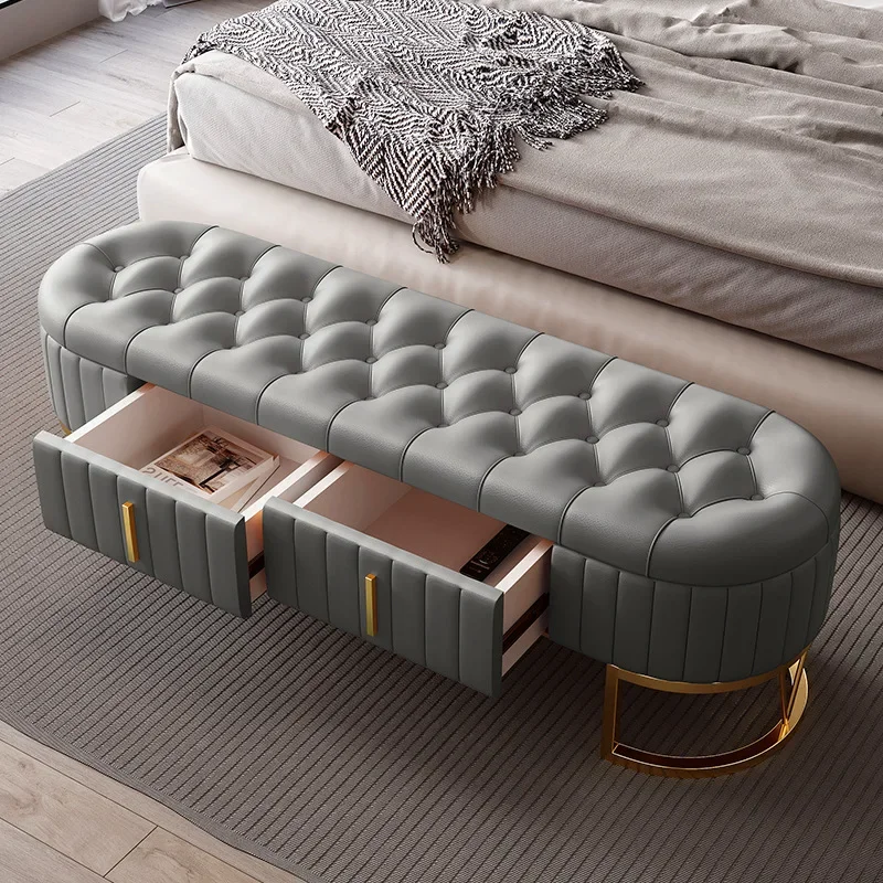 Sgabello da comodino leggero e di lusso per la casa, comodino, camera da letto, guardaroba, divano, cambio scarpe, camera da letto principale con panca a cassetti