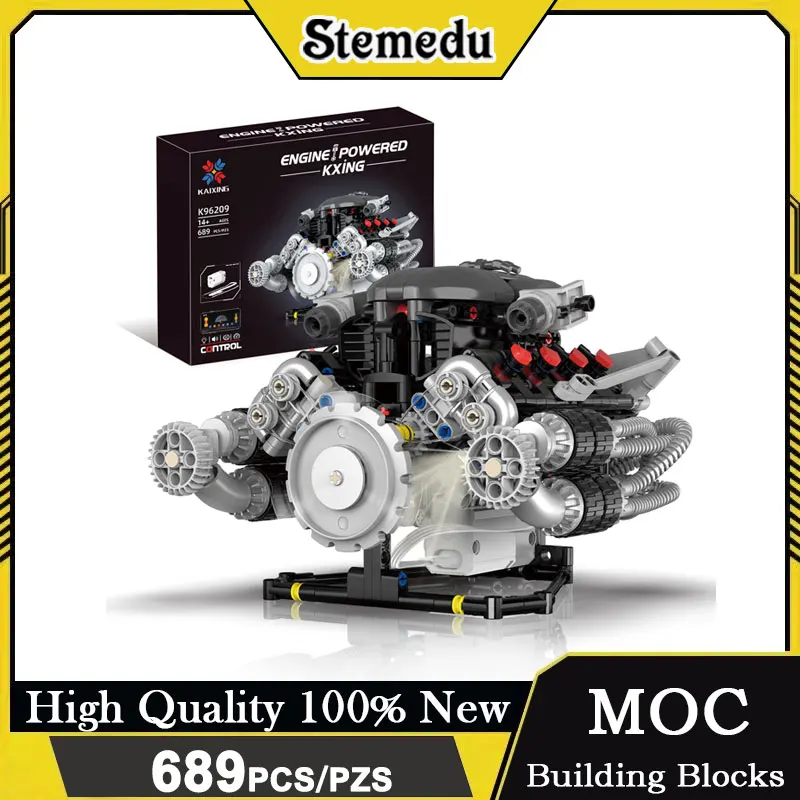 689 pezzi di parti tecniche per auto, blocchi di costruzione motorizzati V8, modello di motore, luce a LED, assemblaggio meccanico, giocattoli in mattoni, regalo di Natale per bambini