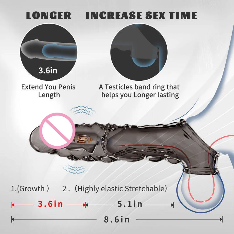 Cock Ring Penis Sleeve Vibrator Enhancer Wider Dick Harder Male Male Sex Toy Penis Sleeve Condom Girth Enhancer Sex Toys For Men