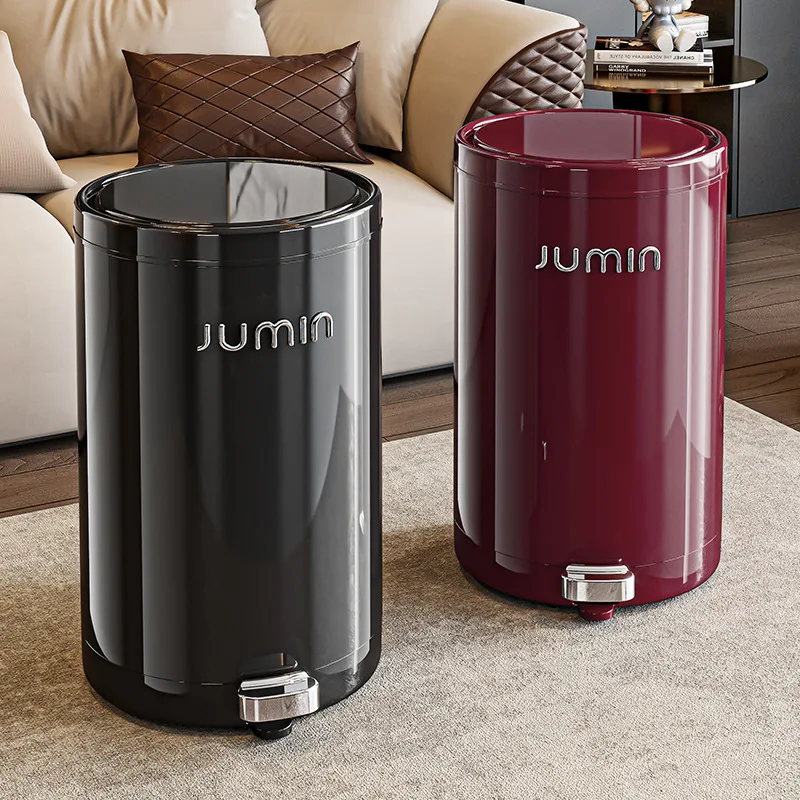 

High-appearance-level Waste Bins Large Silver-plated Paper Bucket Bathroom Waste Bins Featuring High-end Home Spazzatura JTW