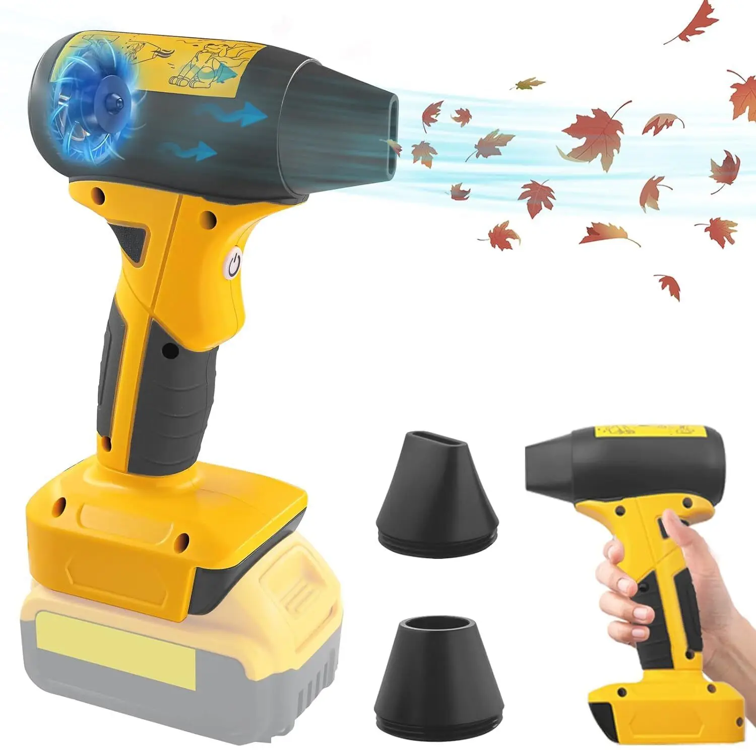 

Electric Jobsite Air Blower for Dewalt 18V 20V Battery Handheld Cordless Leaf Blower Portable Violent Turbo Fan 4-Speed Fan