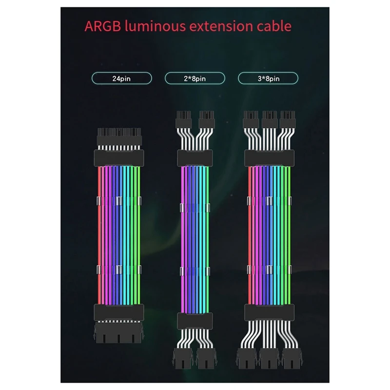 Argh สายต่อพาวเวอร์ซัพพลายสายเมนบอร์ดสายต่อขยาย RGB สำหรับคอมพิวเตอร์