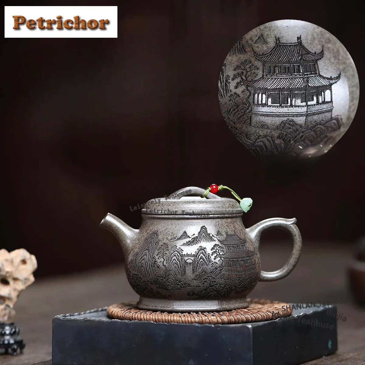280ml Yixing Purple Clay Teapots Handmade Landscape Pot Raw Ore Wood-fired Porcelain Mud Kettle With Strainer Zisha Tea Set Gift