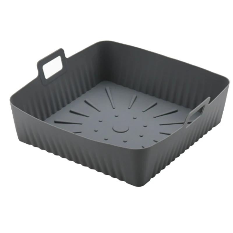 

A25F-23Cm/9In Square Large Silicone Air Fryer Liners Mold For Ninja Air Fryer 6-8QT Reusable Airfryer Oven Baking Tray Pot