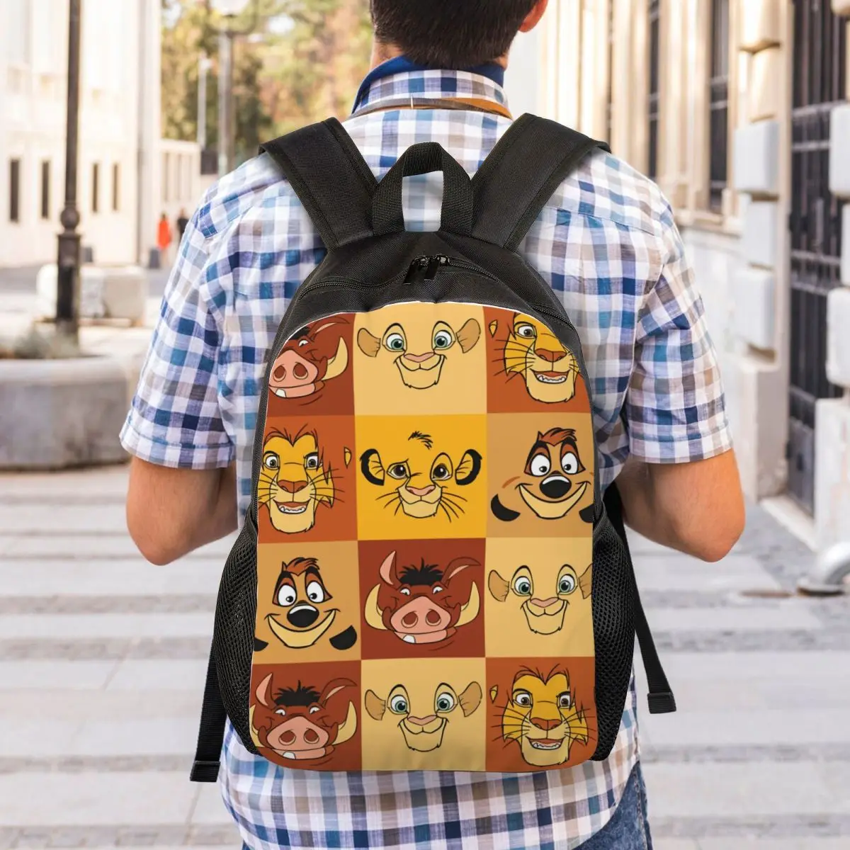 Custom Retro The Lion King Film Backpacks Men Women Casual Bookbag for School College Retro Simba Cartoon Bags
