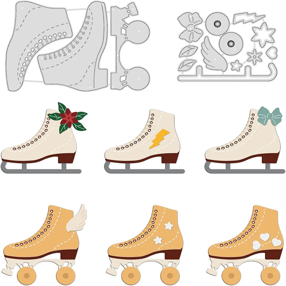 Roller Skates Metal Cutting Dies Ice Skates Die Cuts for DIY Scrapbooking Birthday Wedding Card Making Album Envelope Decoration