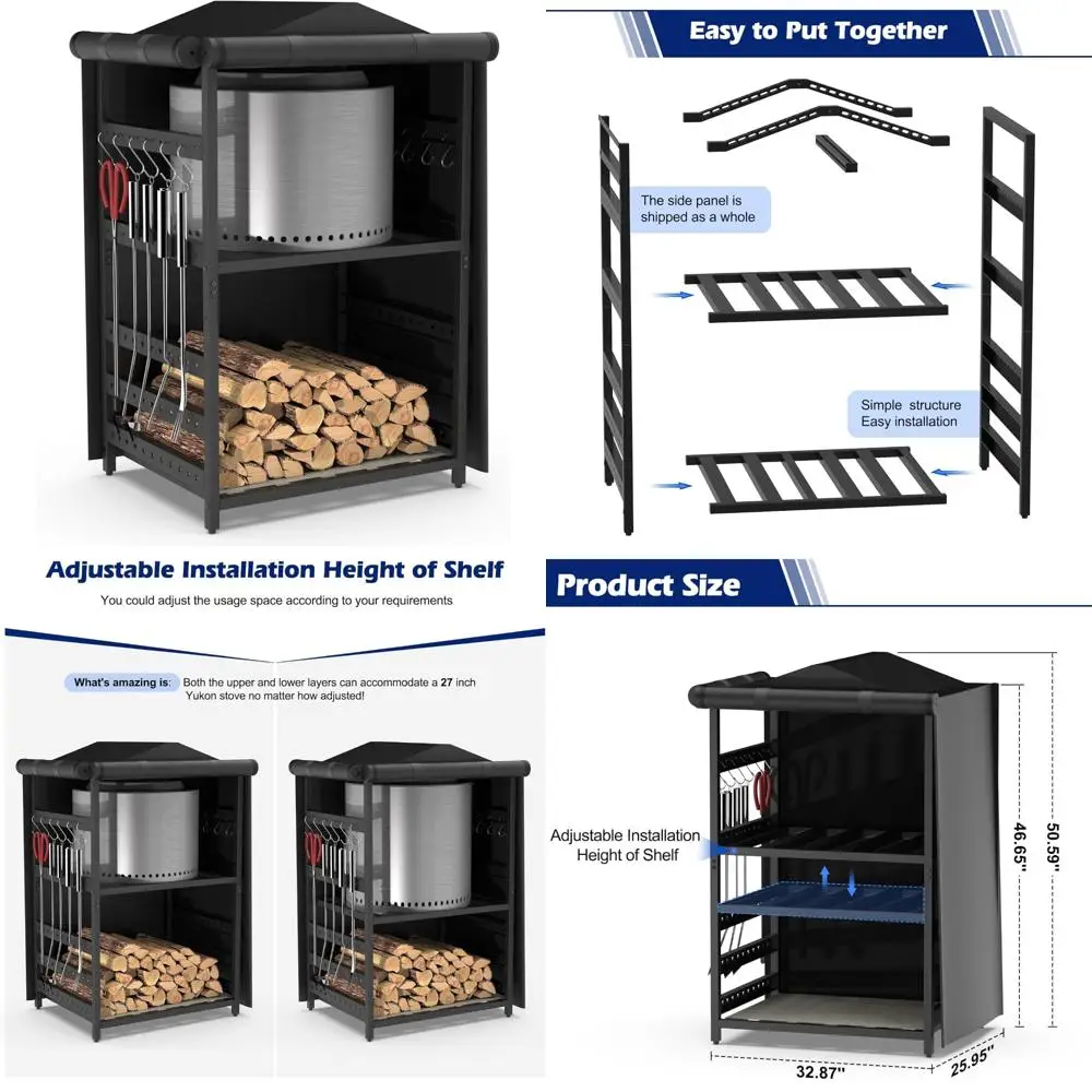

Наружная полка для хранения дров с крышкой для аксессуаров для костра Solo Stove, Yukon и Ranger Fire Pit