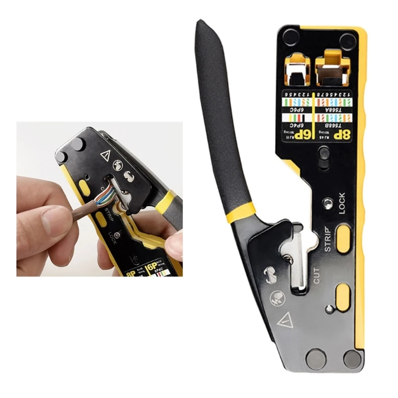 Data Cable Crimper Wire Cutter RJ45 Pass-Thru Connectors Crimp Tool Modular Cat5 Cat5e Cat6 Crimping Tool