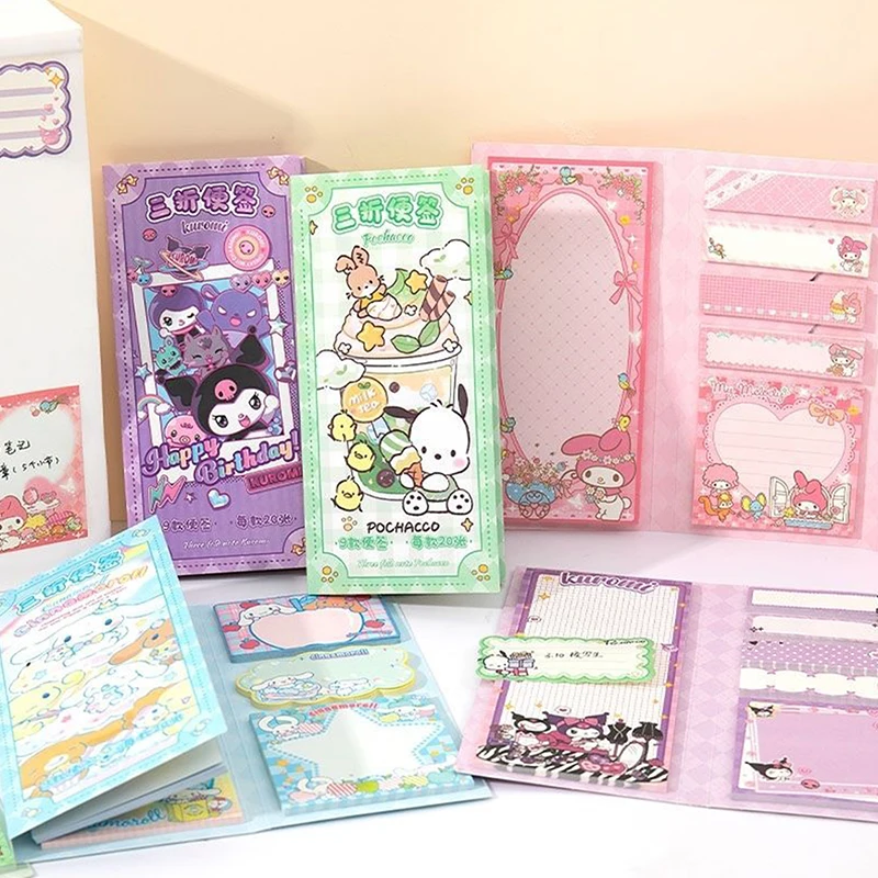 Cartoon Sanrio Sticky Notes Anime Kuromi Cinnamoroll Mymelody Hellokitty Figure Student Stationery N Times Posted Message Book