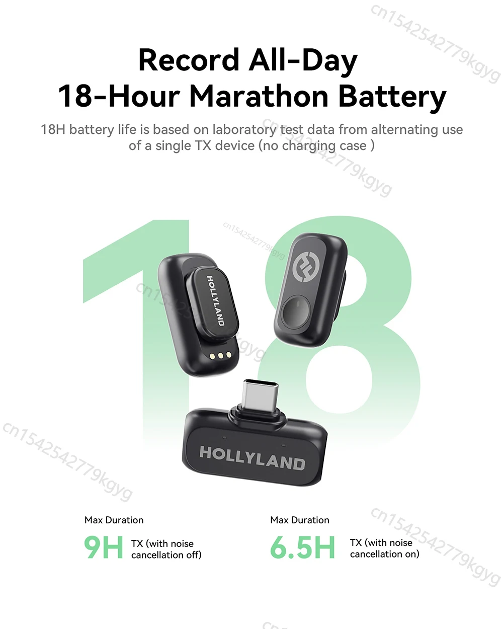 ميكروفون لاسلكي Hollyland LARK A1 لهاتف iPhone وAndroid وميكروفون لمدونات الفيديو على Youtube Tiktok وميكروفون إلغاء الضوضاء