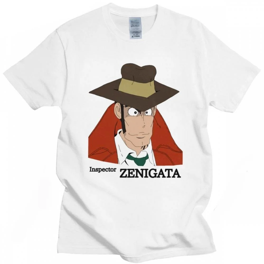 Funny Lupin The Third T Shirt For Men Crew Neck Koichi Zenigata Graphic T-Shirt Pre-Shrunk Cotton Regular Fit Tee Merchandise