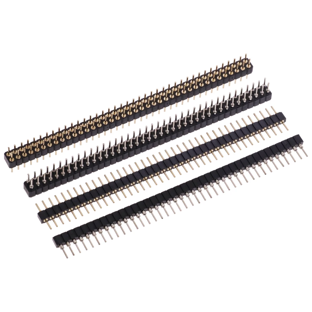 

5pcs 1*40p Single Row Male Female Pcb Round Pin Header Socket Connector Pinheader Gold Plated 2.0mm 2.54 Mm For