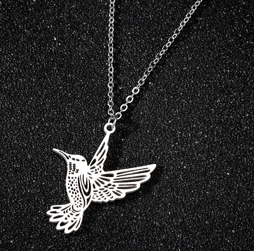 Necklace Stainless Steel Hummingbird Woman Trend 2024 Clavicle Chain Necklace Choker Desinger Charms Pendant Collier Femme