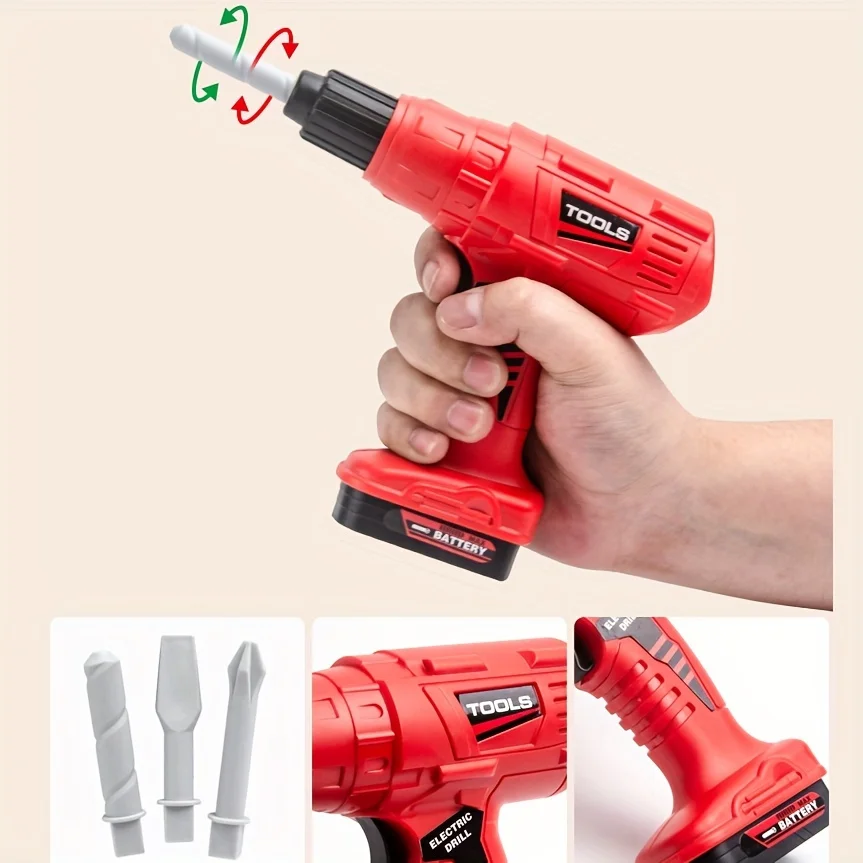 Juego de caja de herramientas para juegos familiares, juguetes para juegos en casa con destornillador, taladro, motosierra y herramientas de simulación de reparación