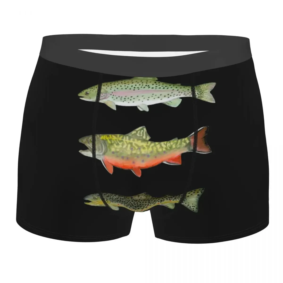 Humor Boxer Shorts Panties Briefs Man Brown Rainbow Trout Triad Underwear Fishing Fly  Underpants for Homme Plus Size