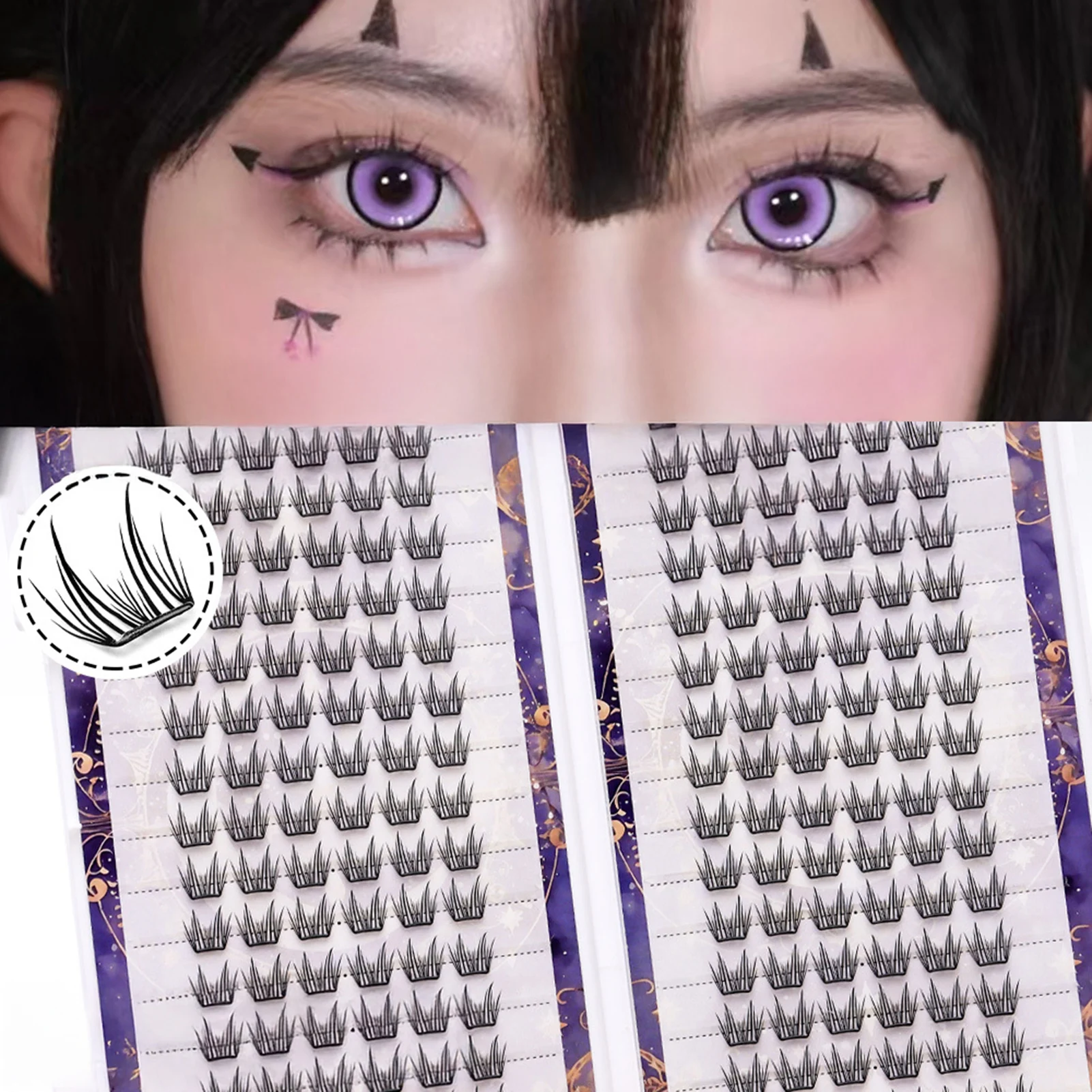 10/28 file Occhio di gatto Ciglia finte Curling Cluster di ciglia comiche Ultra-leggero Soffici Manga Ciglia finte per strumenti di trucco quotidiano
