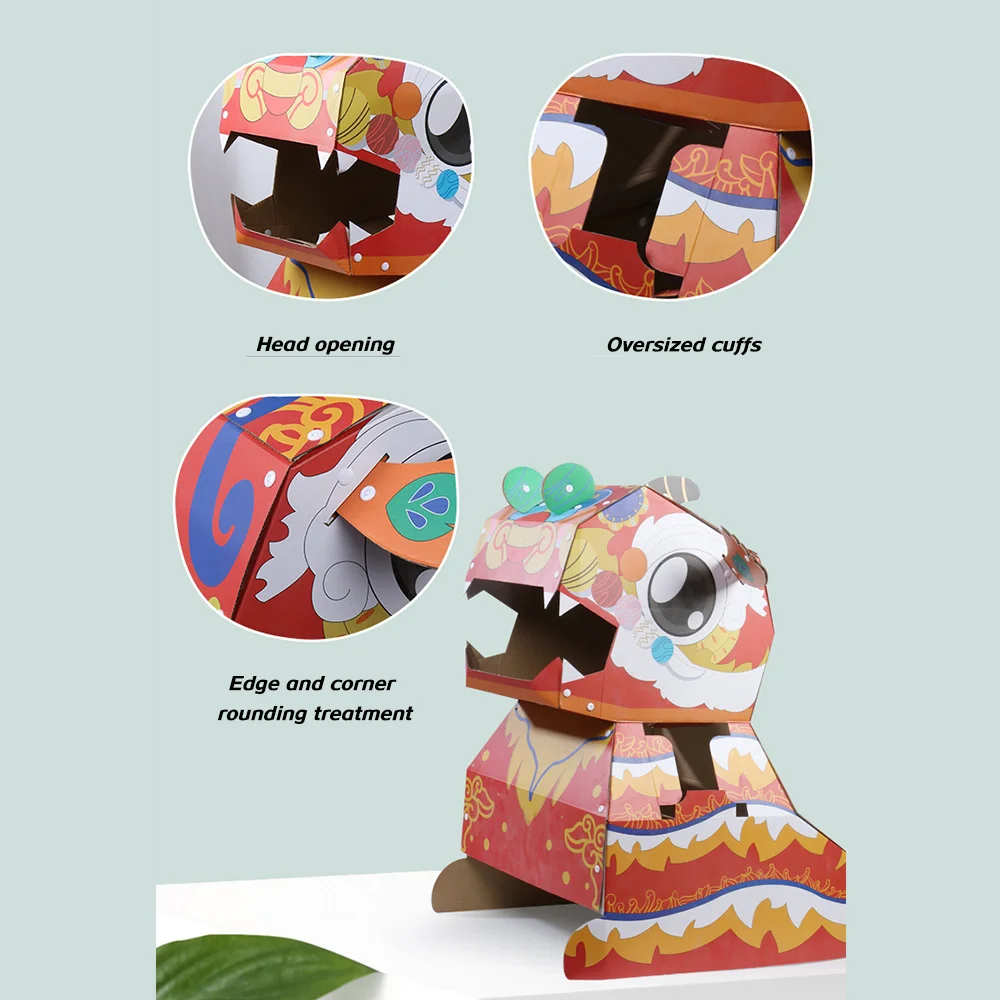 DIY 조립식 웨어러블 퍼즐 동물 상자 수제 골판지 세트