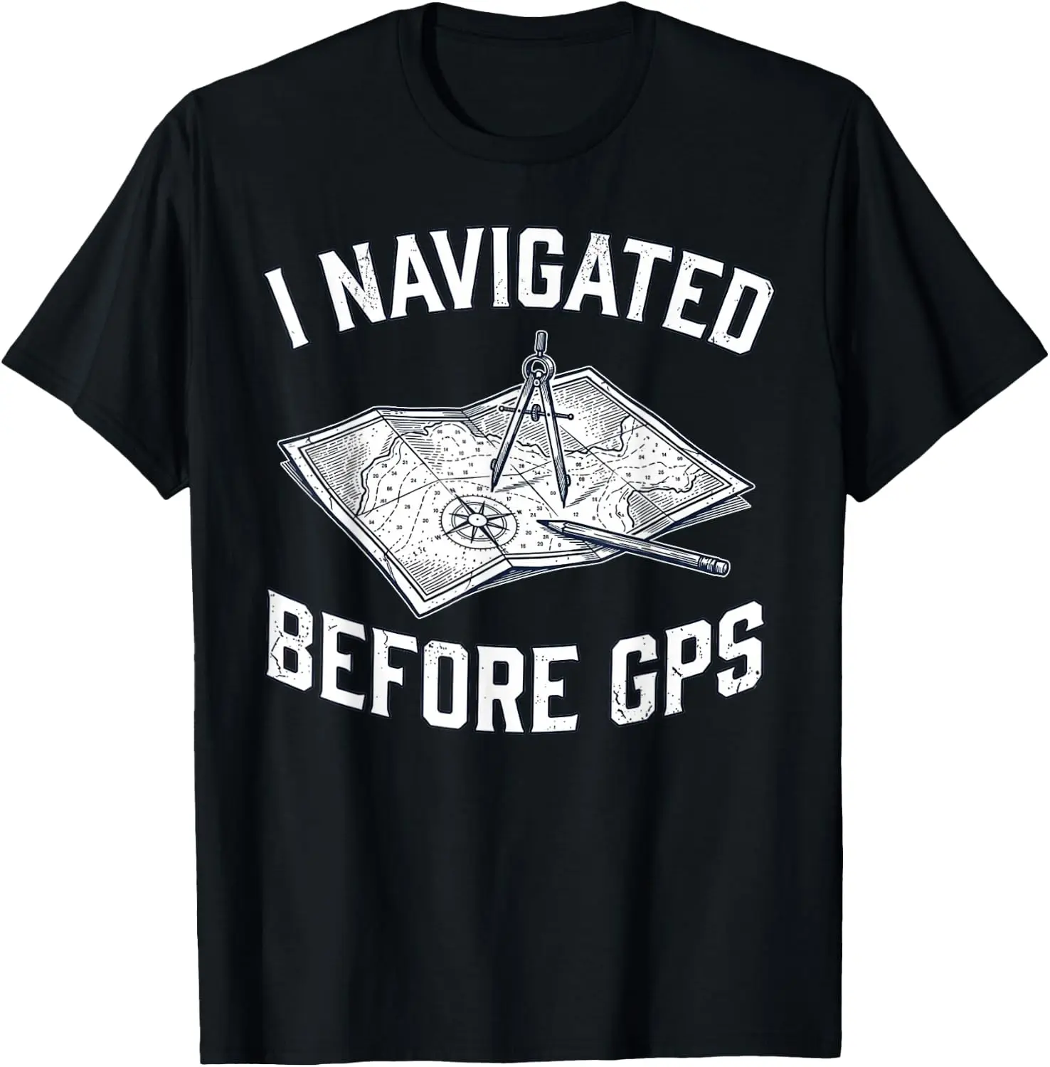 I Navigated Before GPS Map Compass T-Shirt vintage style tee  boxy fit tee black graphic tee 100% cotton men