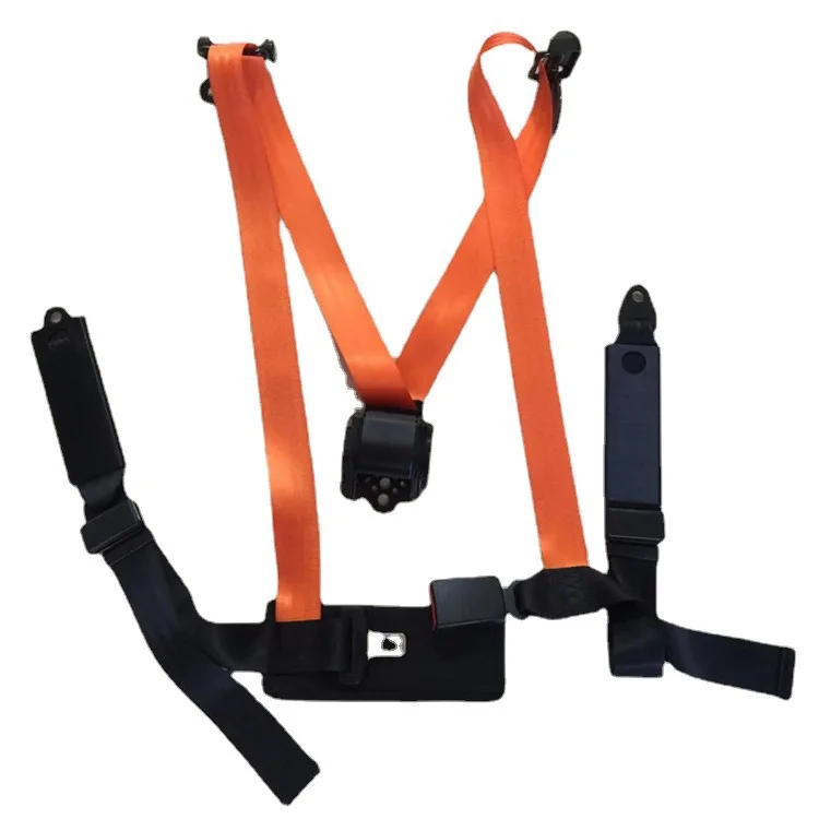 Engineering vehicle driver's retractable four point safety belt, coal mine equipment seat four point safety bel