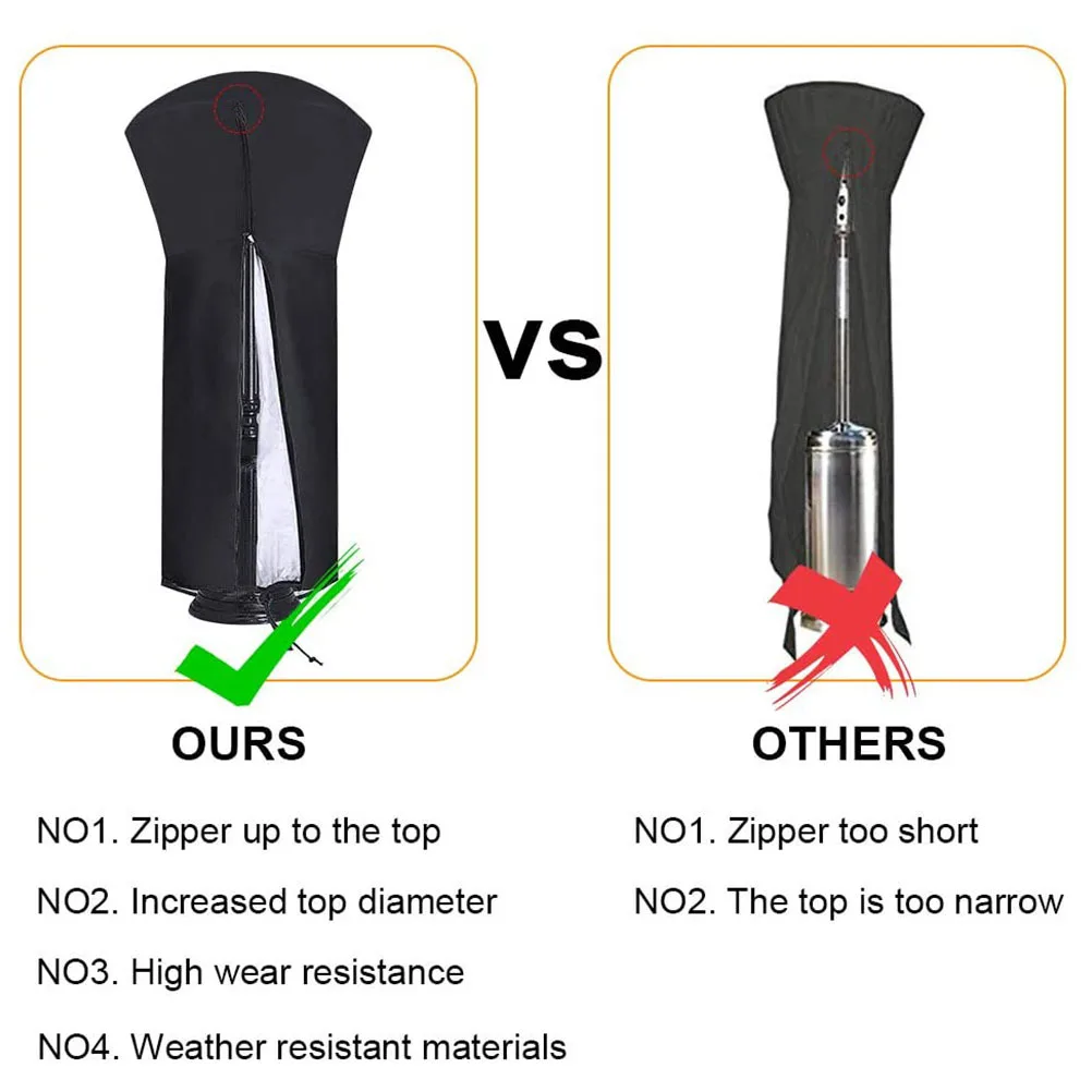 

Patio Heater Cover Oxford Cloth Zippered Stand-Up Outdoor Round Weatherproof Heater Cover Protect Against Frost Uv Bird
