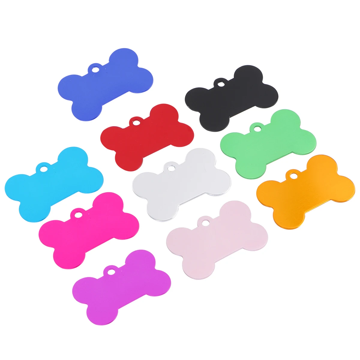 

10 Pcs Pet ID Tags Colored Bone Shaped Blanks for Dog Cats Rabbits Durable Anti Rust Corrosion Resistance Scratch Wear Name