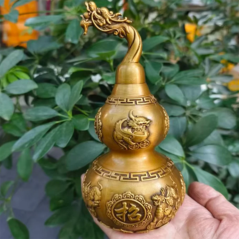 Brass open lid gourd, attracting wealth and fortune, exquisite craftsmanship, home crafts and ornaments