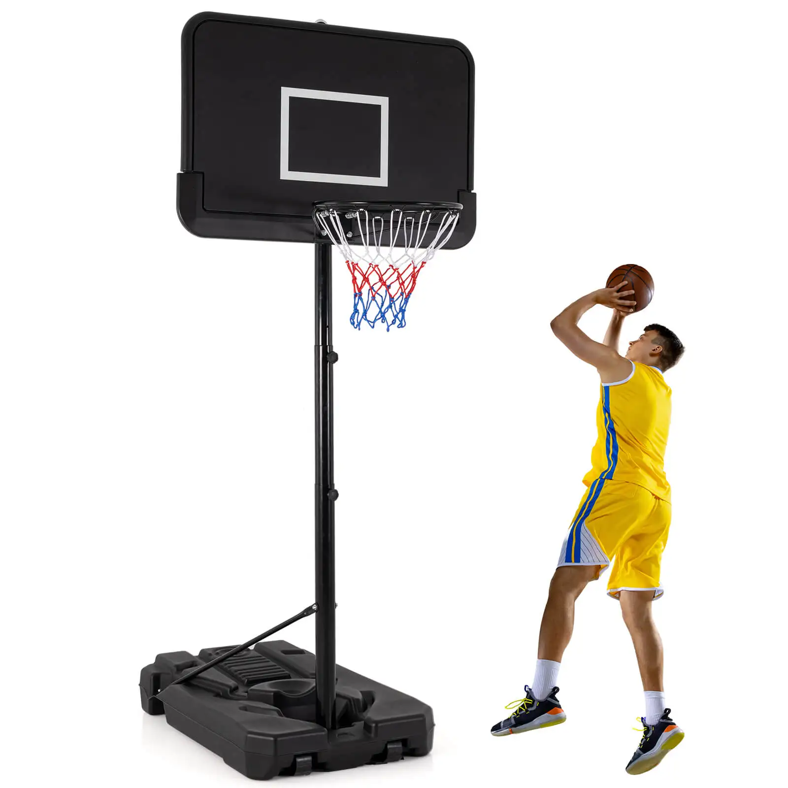 

6.5-10 FT Adjustable Portable Basketball Hoop w/ 44 Inch Shatterproof Backboard