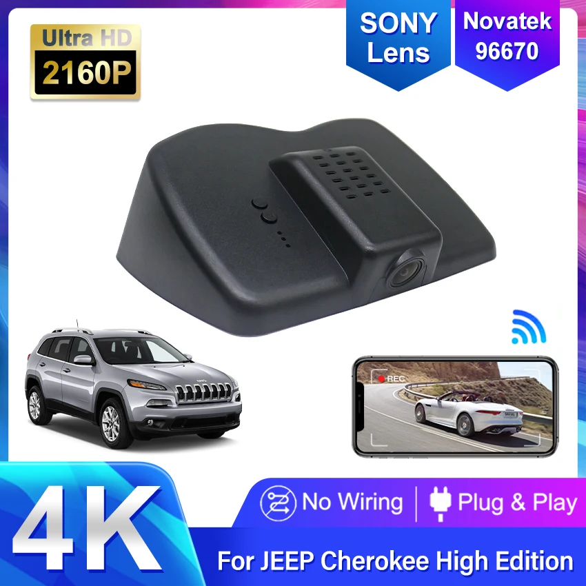 4K 2160P Plug and play Car DVR Video Recorder Dash Cam Camera for Jeep Cherokee XJ KI Deluxe Tailhawk 2014 2015 2016 2017 2018