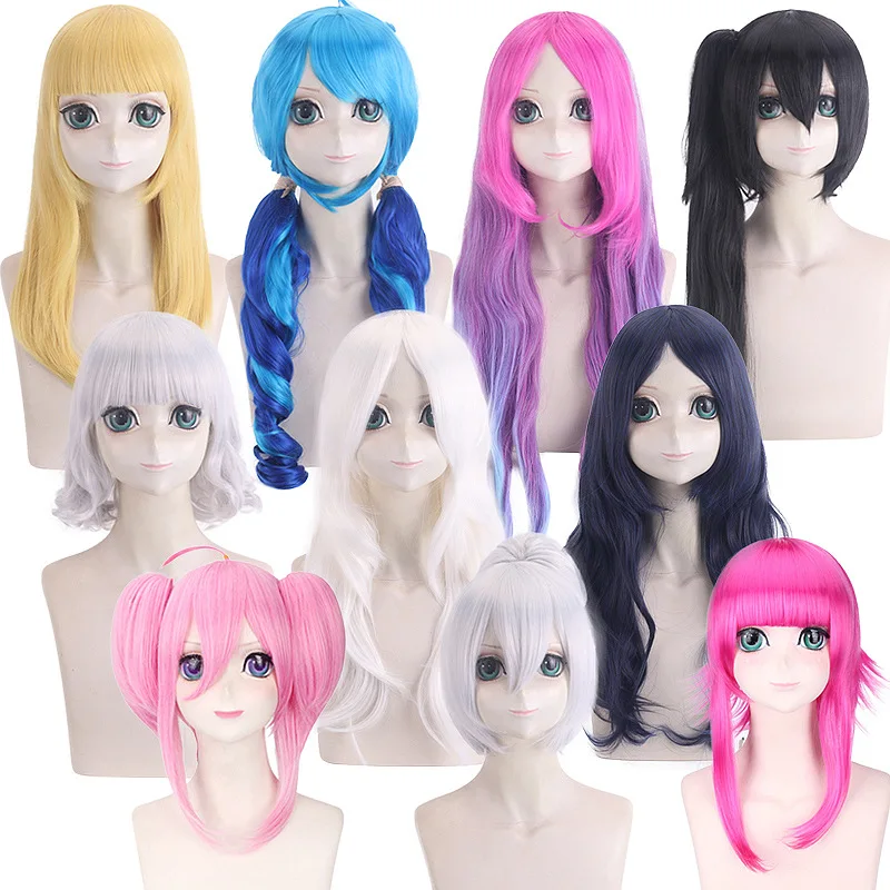 

Long Wavy Synthetic Wig Costume Cosplay Hair Orange Blonde Pink Blue Party Halloween Role Play Heat Resistant Fiber