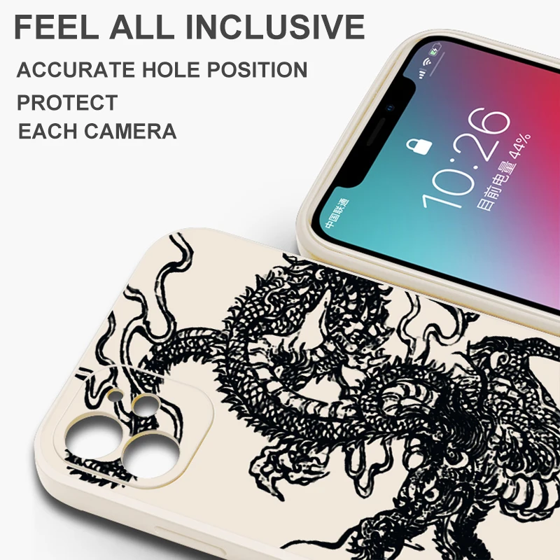 Chinese Divine Dragon For Xiaomi Redmi Note 12 11 11S 11T 10 10S 10T 9 8 Pro Plus Phone Case Carcasa Liquid Silicone Shell