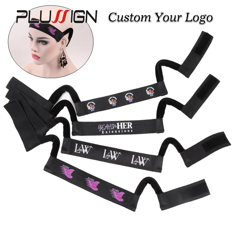 Plussign Pain Free Melt Band With Custom Logo 3Cm 3.5Cm Elastic Band For Wigs Adjustable Edge Scarf Headband For Lace Wigs 20Pcs