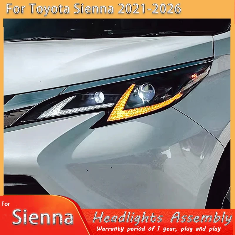 

For 2021-2026 Toyota Sienna headlight assembly upgrade with LED laser headlights, turn signals, and daytime running lights