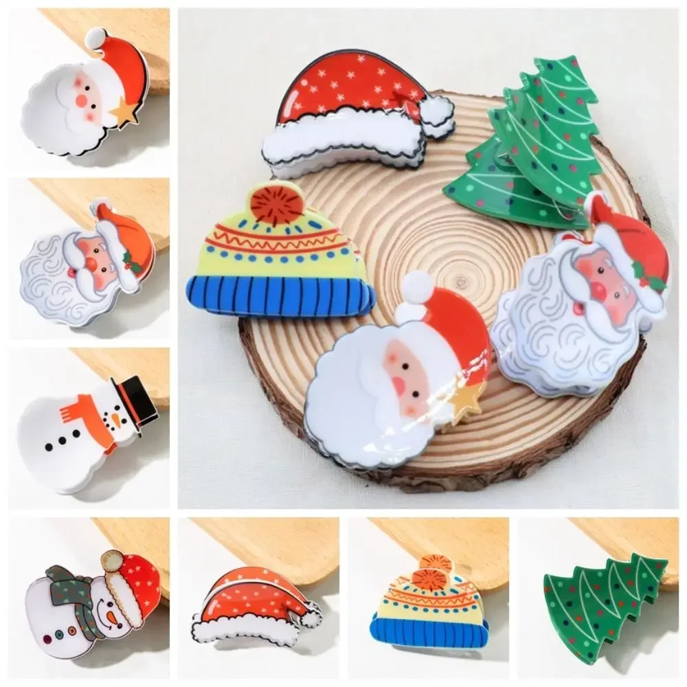 Christmas Snowman Santa Claus Christmas Tree Grab Clip Hair Claw Colourful Hat Small Shark Clip Hair Clip Party Gift Hair