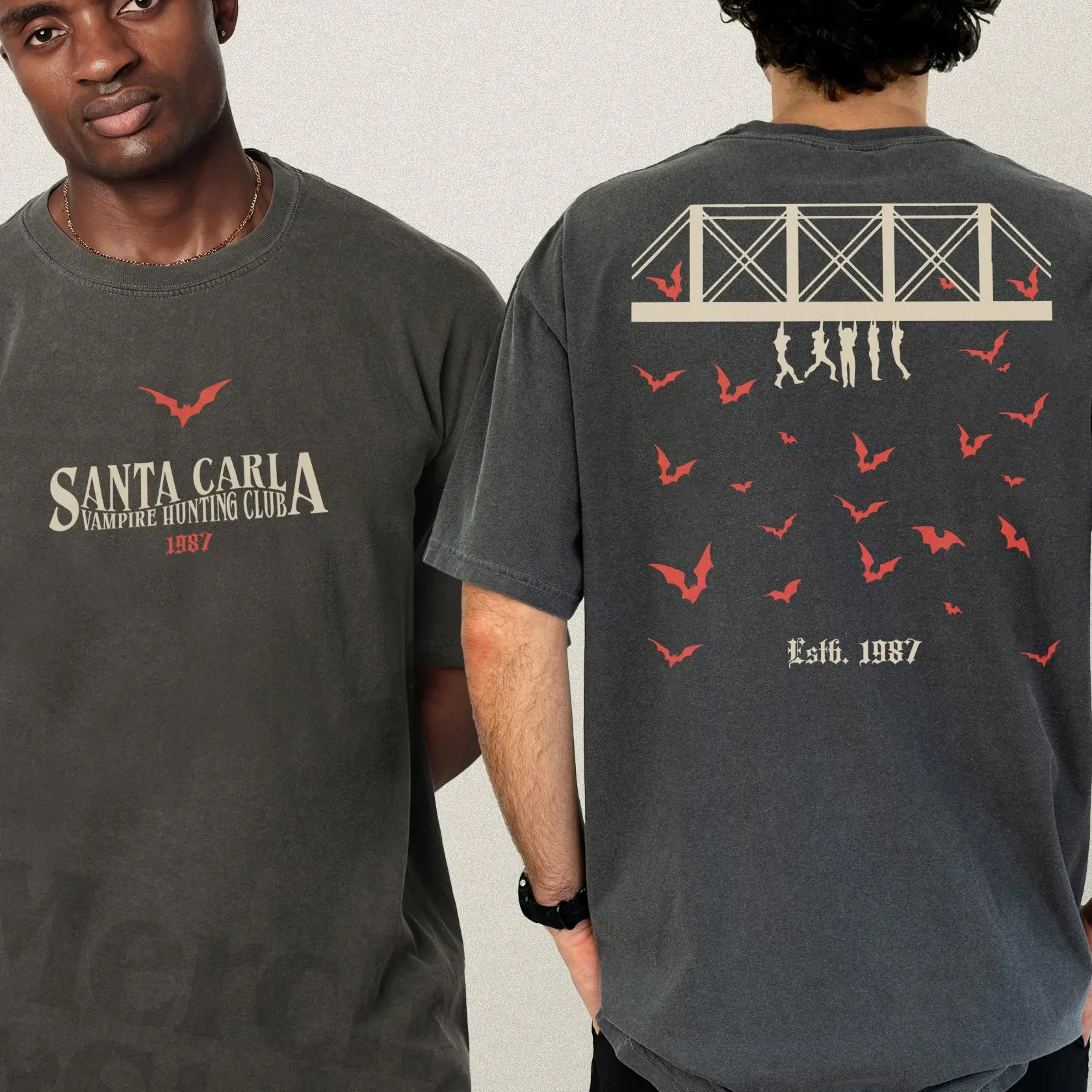 Camiseta de película de vampiro Santa Carla, camiseta Unisex Retro de los años 80, camiseta de película perdida de terror, recuerdo de seguidor para niños, camisetas gráficas de vampiro perdido 1978