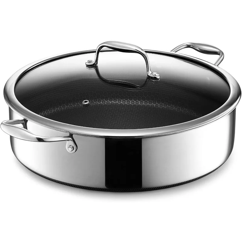 

Hybrid Nonstick Sauté Pan and Lid, Chicken Fryer, 7-Quart, Dishwasher and Oven-Safe, Compatible with All Cooktops