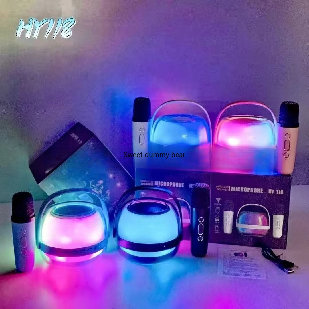 

HY118 Bluetooth k-song small speaker, portable outdoor audio singing artifact, home desktop karaoke microphone