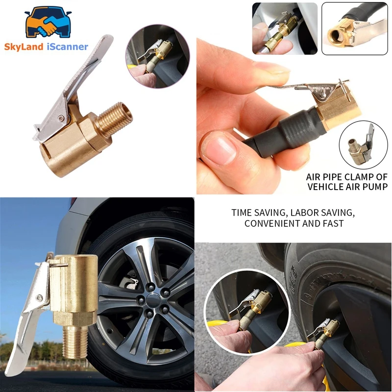 Car Tyre Inflator Valve Connector Air Chuck Tire Clip Lock-on Adapter nozzle adapter of vehicle mounted inflation pump Fast Ship