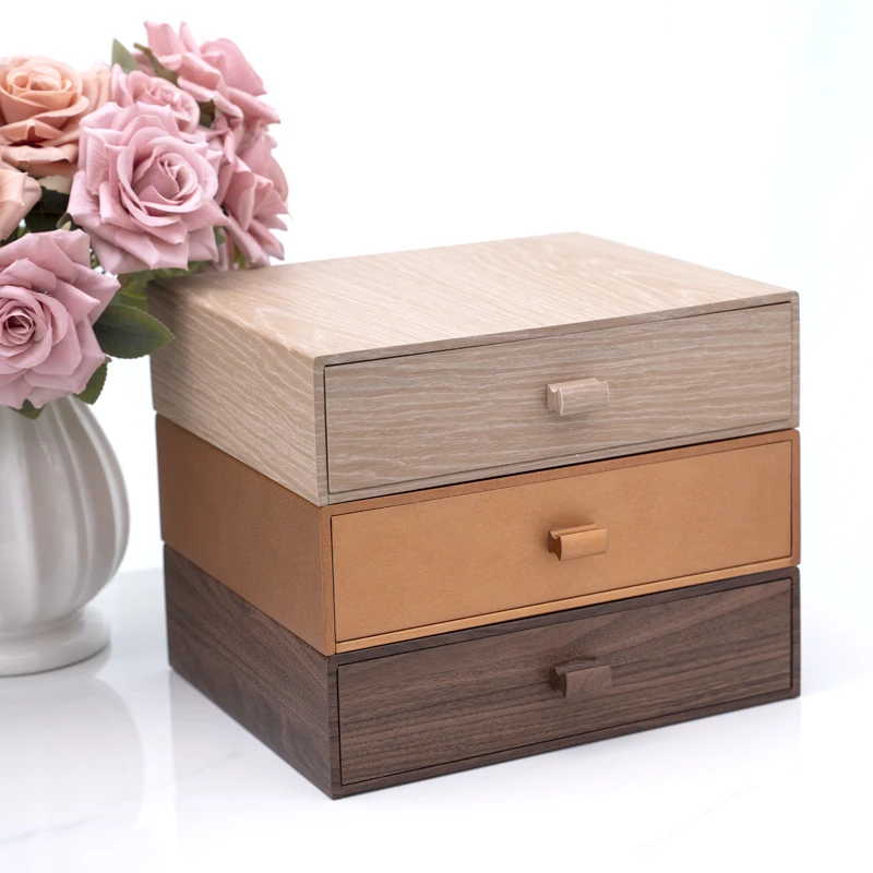 

Makeup Table Storage Box Square Drawer Room Home Organizer Container Bathroom Accessories Sundries Organizer (2 Pieces Set)