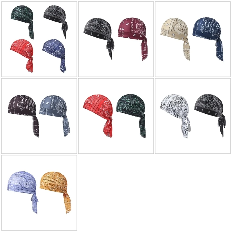 

N5KB Comfortable Cooling Helmet Wrap Cashew Print Head Scarf for Women Men Outdoor