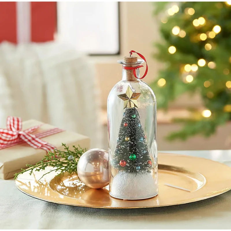 Weihnachtsbaum-Segenflasche Vintage Glas Schneeszene Ornament Kreative Weihnachts-Tischdekoration Festliches Partygeschenk – Detail 11